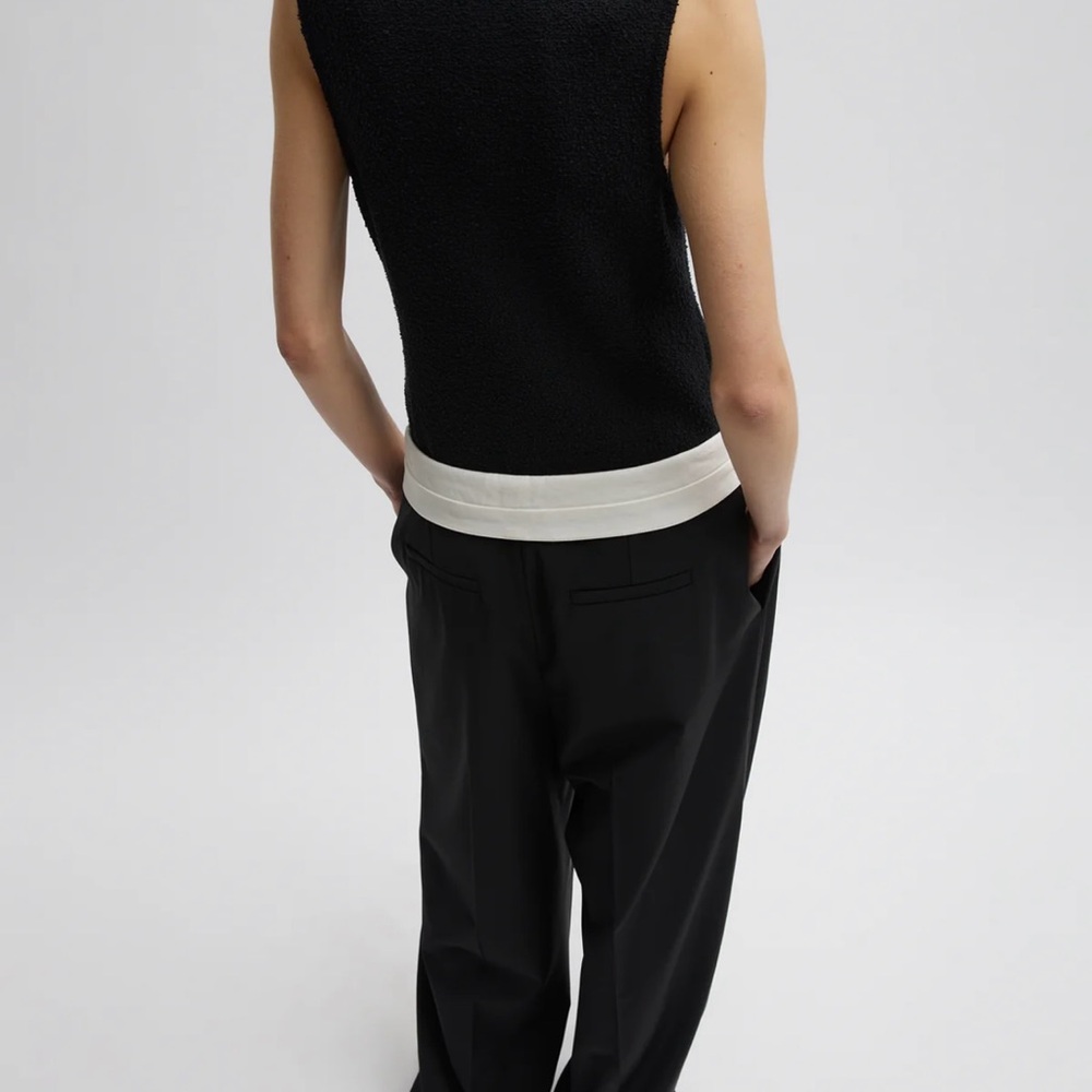 Recycled Tropical Wool Fold Over Pant - Picture 3 of 3